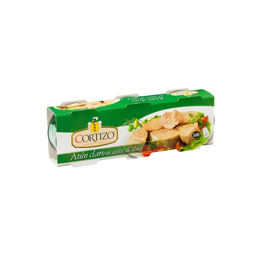 Atún claro en aceite de oliva CORTIZO pack 3x80g pn.