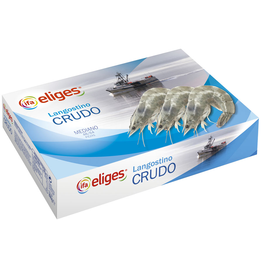 Langostino vannamei congelado crudo IFA ELIGES 48/64 800 g pn.