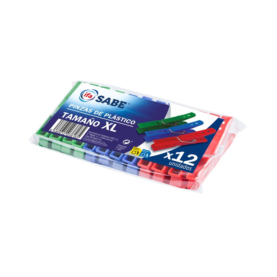 Pinzas de plástico tamaño XL IFA SABE 12 unidades
