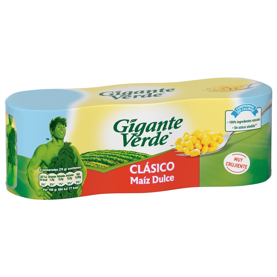 Maiz dulce en grano GIGANTE VERDE pack 3x140 g pne.