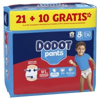 Cueiro aprendizaxe DODOT Pants talle-8 21 unidades + 10 unidades de balde
