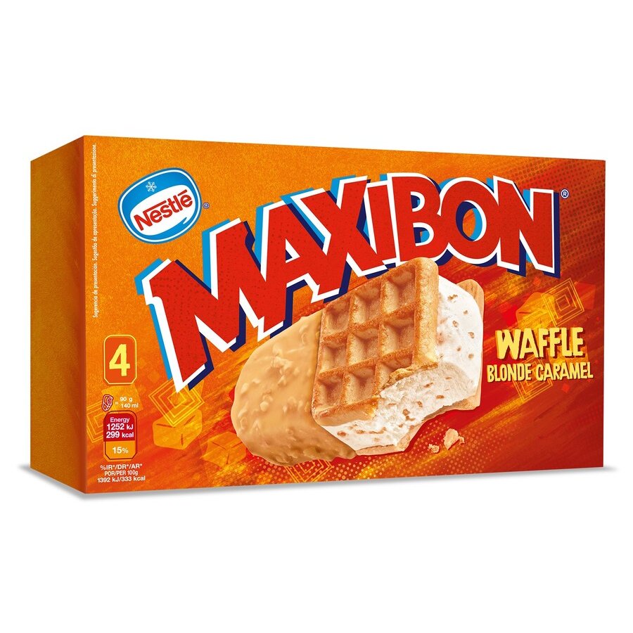 Helado Nestle MAXIBON Waffle gofre 4 unidades 360 g