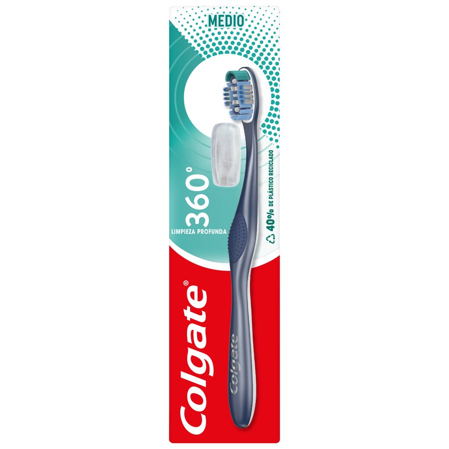 Cepillo dental COLGATE 360 medio con capuchón