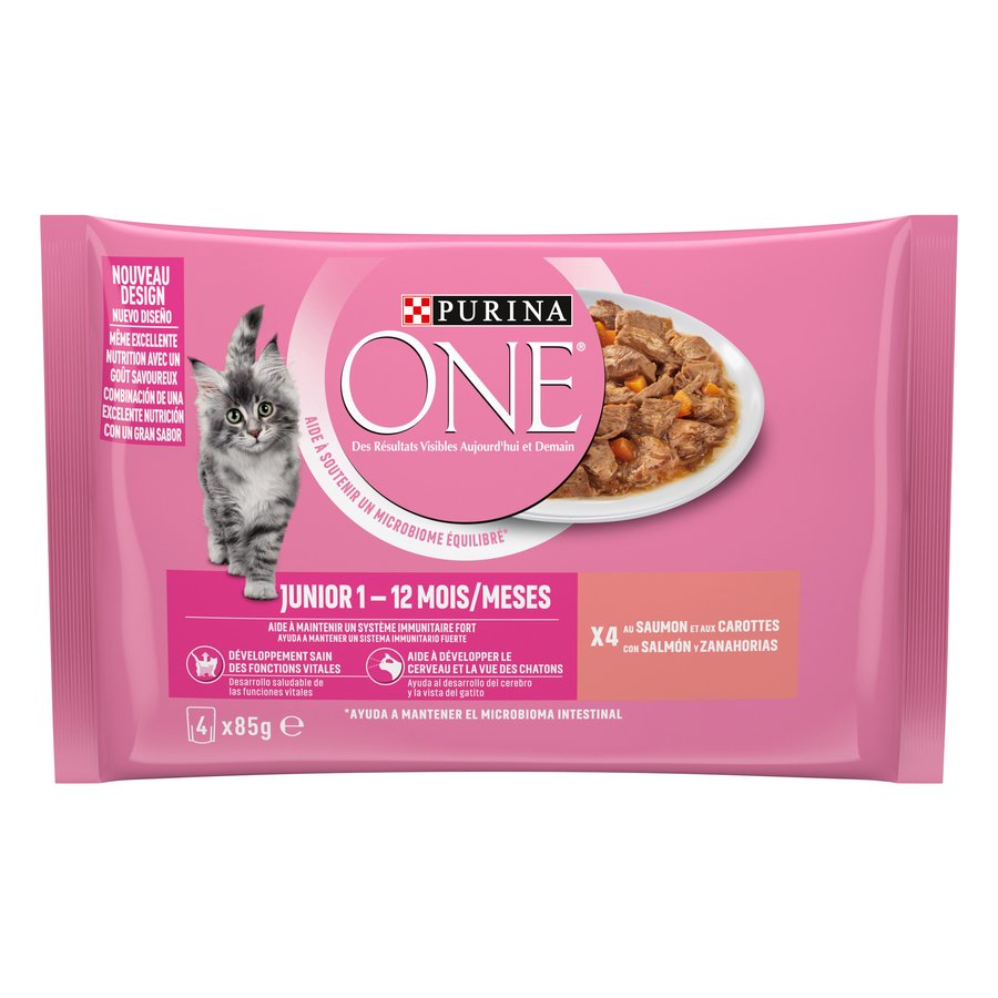 Alimento gato junior PURINA ONE salmón 4x85 g