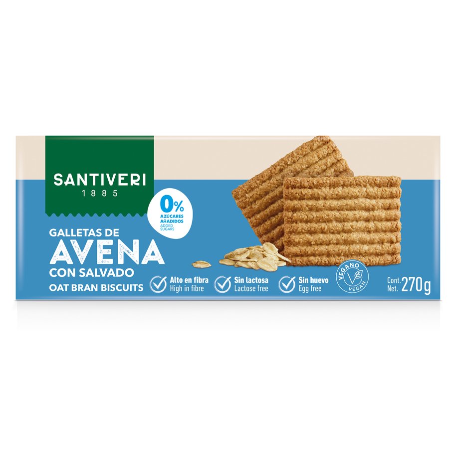 Galletas salvado avena sin azúcar SANTIVERI 270 g