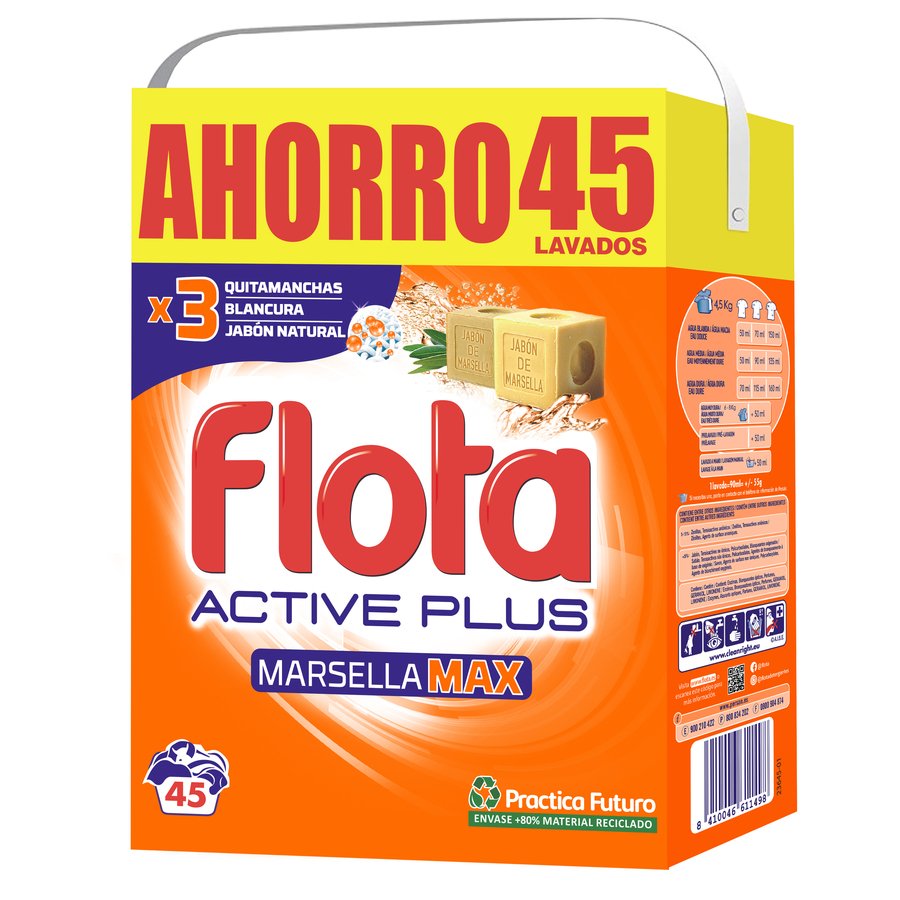 Detergente en polvo FLOTA Marsella 45 lavados