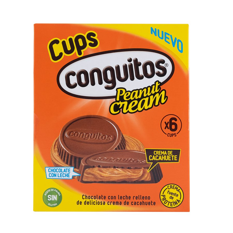 Chocolatinas rellenas de crema de cacahuete CONGUITOS Cups pack 3x34 g