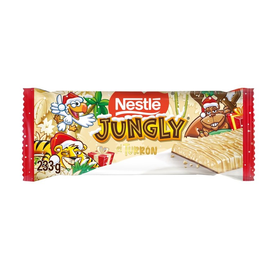 Turrón chocolate blanco galleta NESTLÉ Jungly 233 g