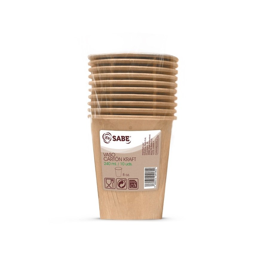 Vasos cartón kraft IFA SABE 240 ml 10 unidades
