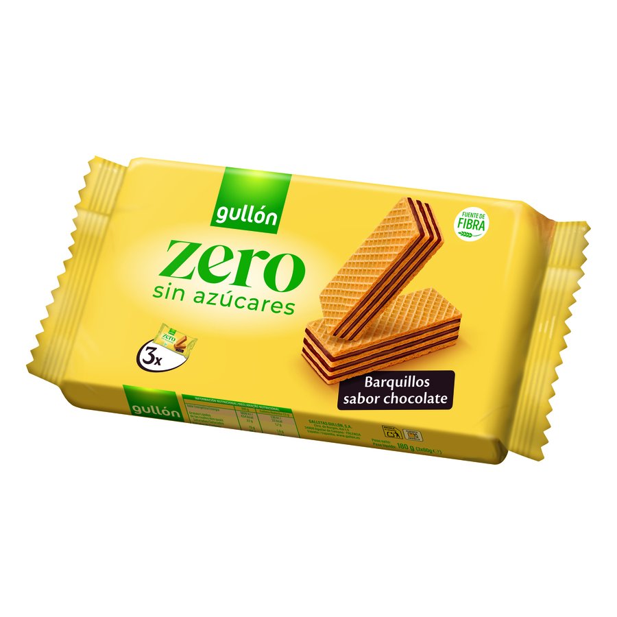 Barquillos GULLÓN chocolate Zero sin azúcar 180 g