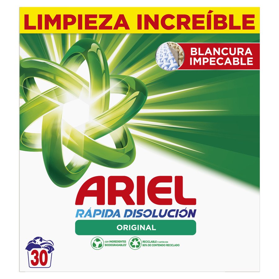 Detergente polvo ARIEL original 30 lavados