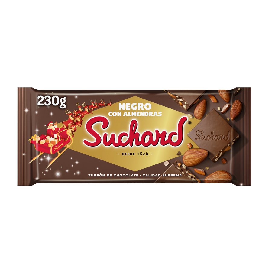 Turrón SUCHARD choco negro con almendras 230 g