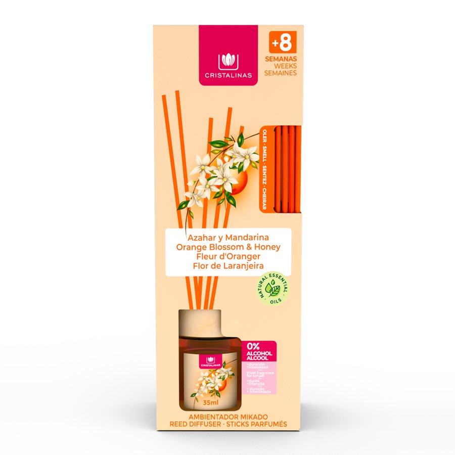 Ambientador varitas CRISTALINAS azahar/mandarina 35 ml