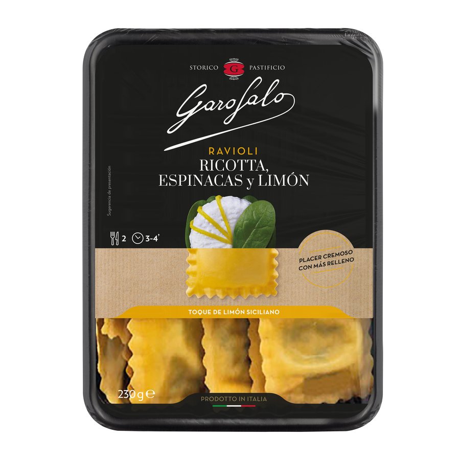 Ravioli refrigerado GAROFALO ricotta espinacas limón 230 g