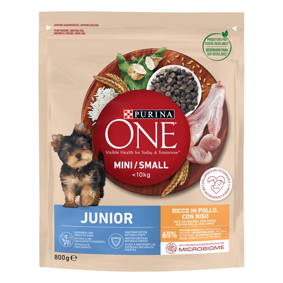 Alimento perro junior mini PURINA ONE pollo-arroz 800 g