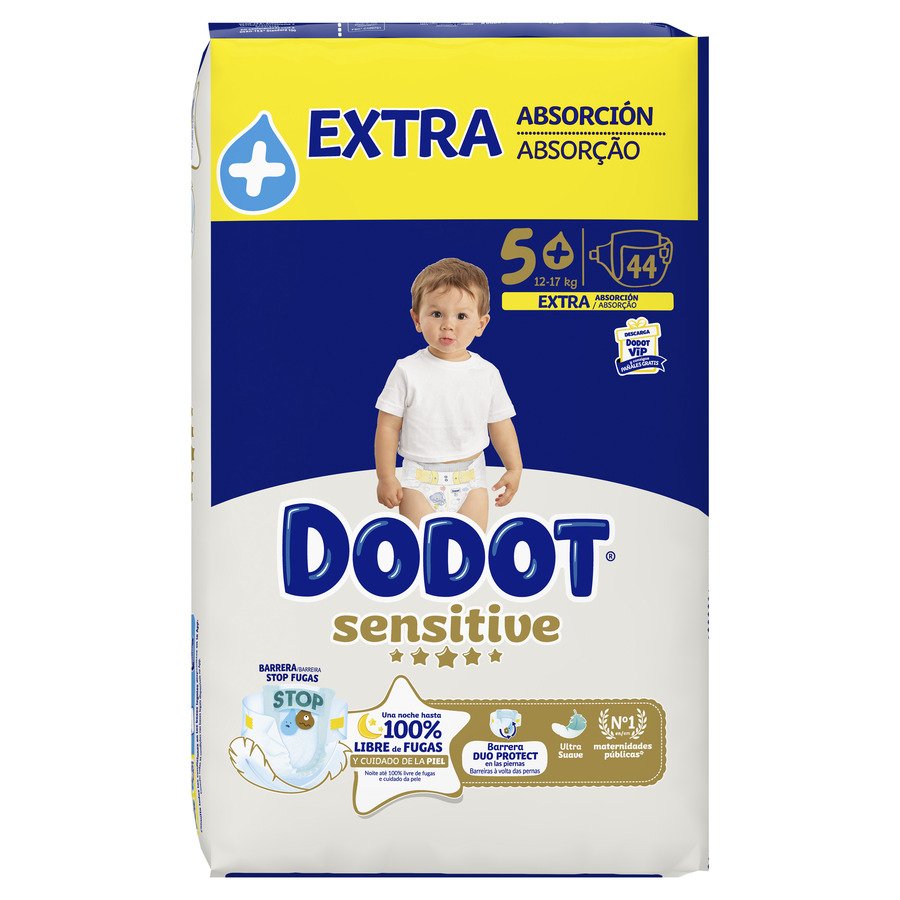 Pañal DODOT sensitive extra T5 12-17KG 44 unidades