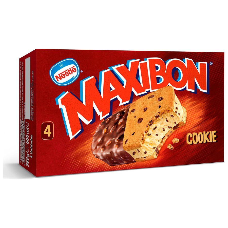 Helado NESTLE MAXIBON sándwich cookies caja 4 unidades 360 g