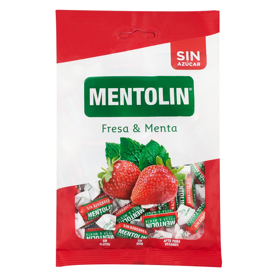 Caramelos MENTOLIN fresa y menta sin azúcar 100 g