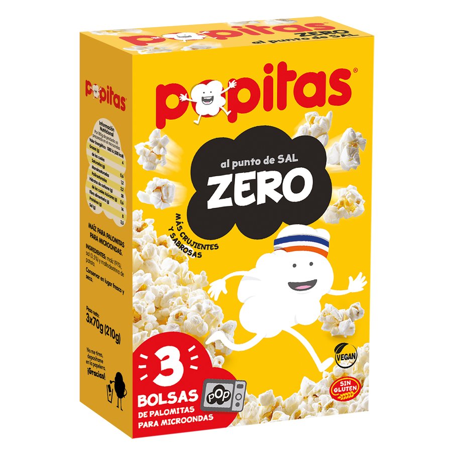 Maiz para palomitas POPITAS al punto sal zero bolsa 3x70g