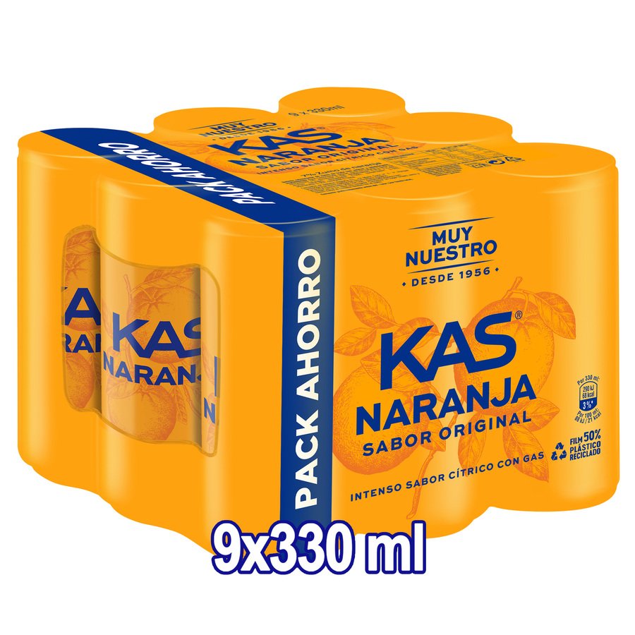 Refresco KAS naranja lata pack 9x33 cl