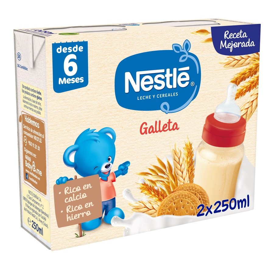 Papilla líquida NESTLE galleta pack 2x250 ml