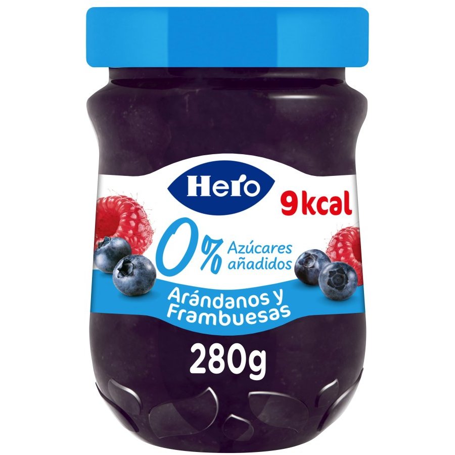 Confitura HERO 0% arándanos y frambuesa sin azúcar añadidos 280 g
