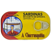 Xoubas en aceite vexetal de oliva A CHURRUSQUIÑA 125 g pn.
