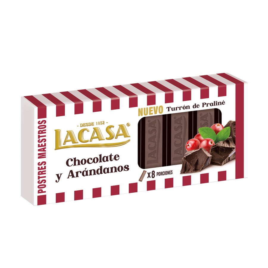 Turrón praliné chocolate y arándanos LACASA 225 g