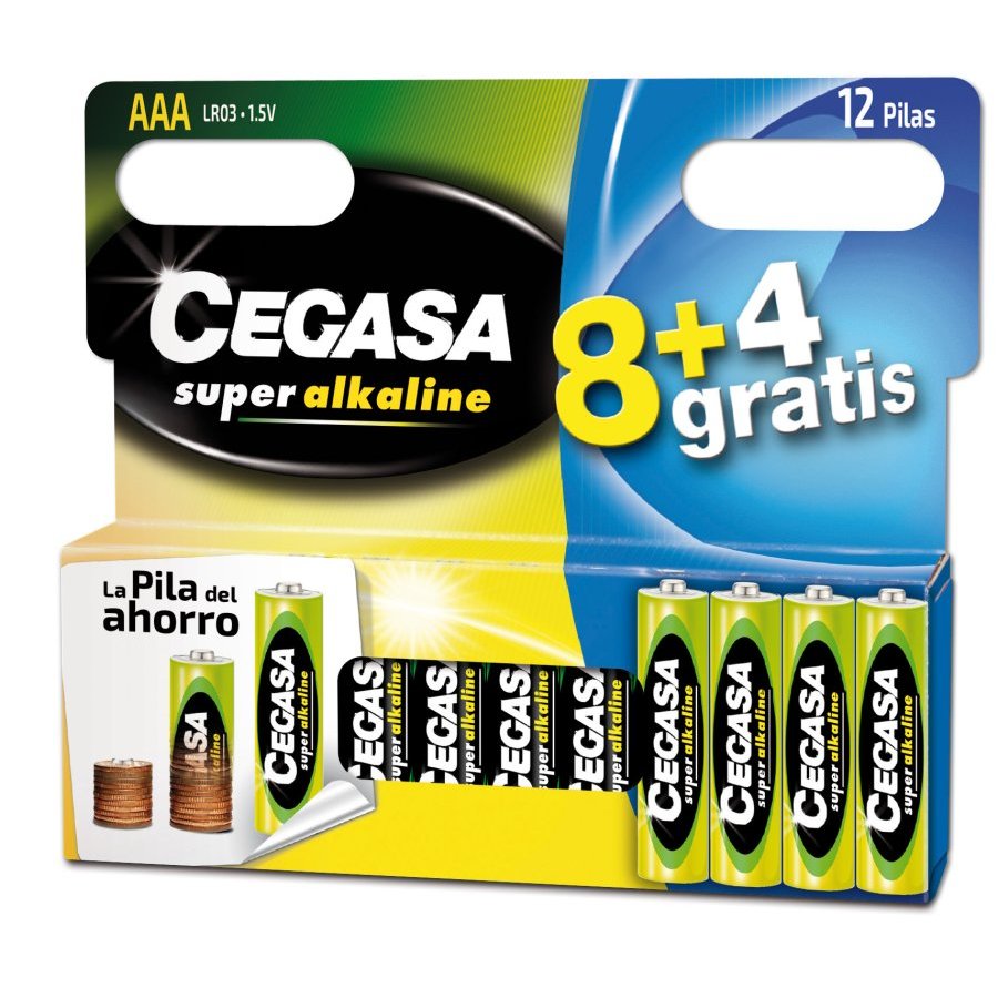 Pilas súper alcalinas CEGASA  LR03 pack ahorro 12 unidades