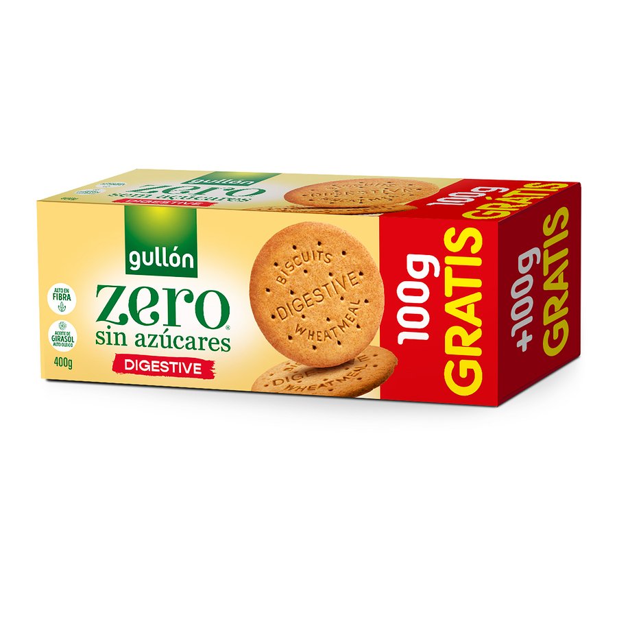 Galletas Digestive GULLON Zero sin azúcar añadido 300 g + 100 g gratis