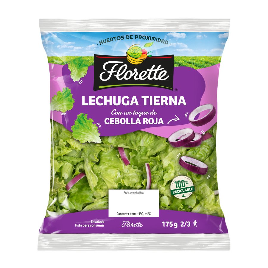 Ensalada batavia con cebolla roja FLORETTE bolsa 175 g