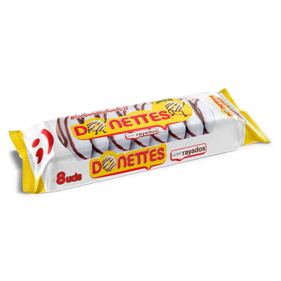 Pastelitos chocolate blanco DONETTES rayados 8 unidades 176 g