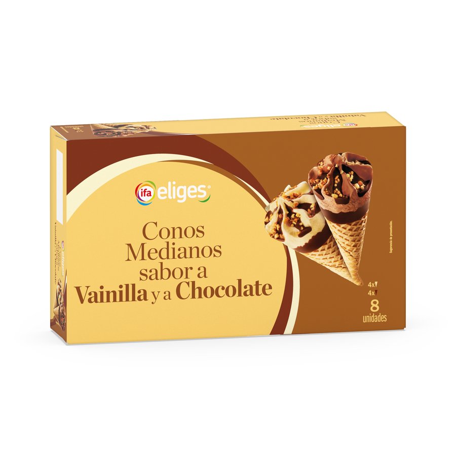 Helado cono mediano vainilla-chocolate IFA ELIGES 8 unidades 296 g