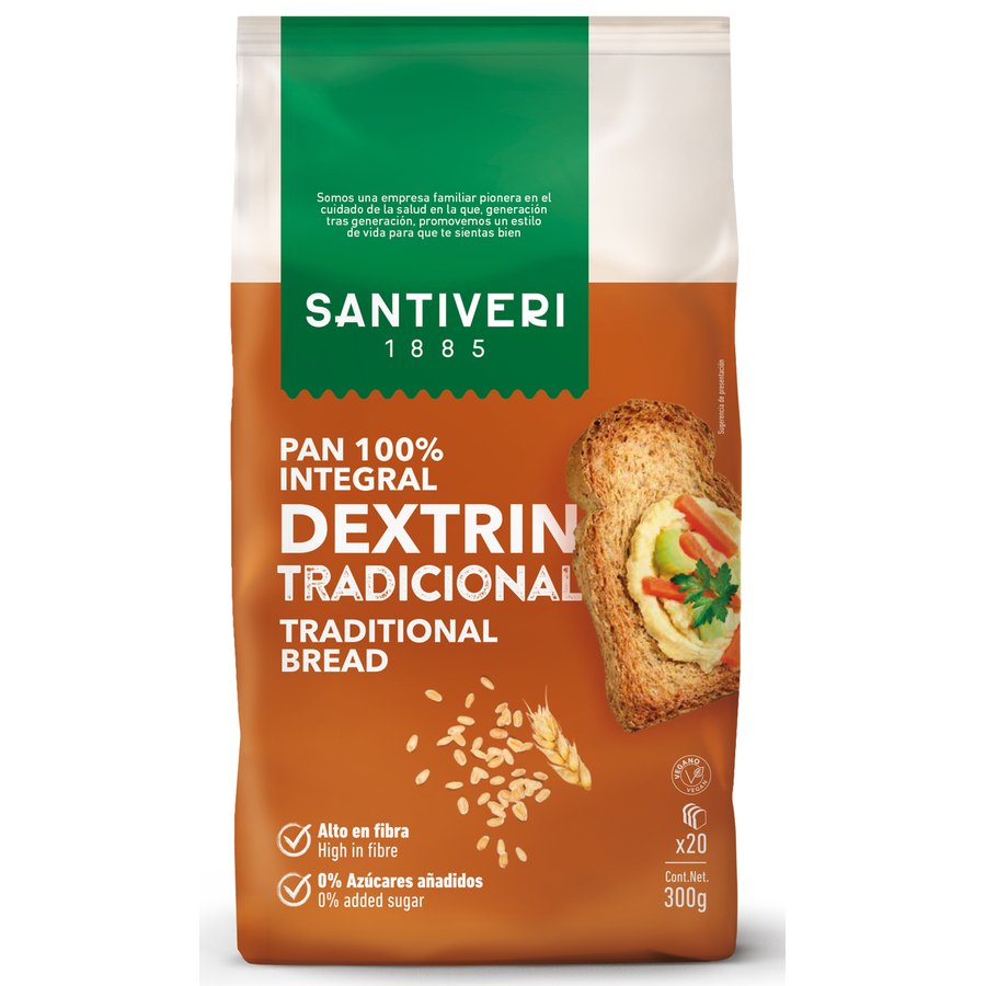 Pan tostado SANTIVERI Dextrín 100% integral tradicional 300 g