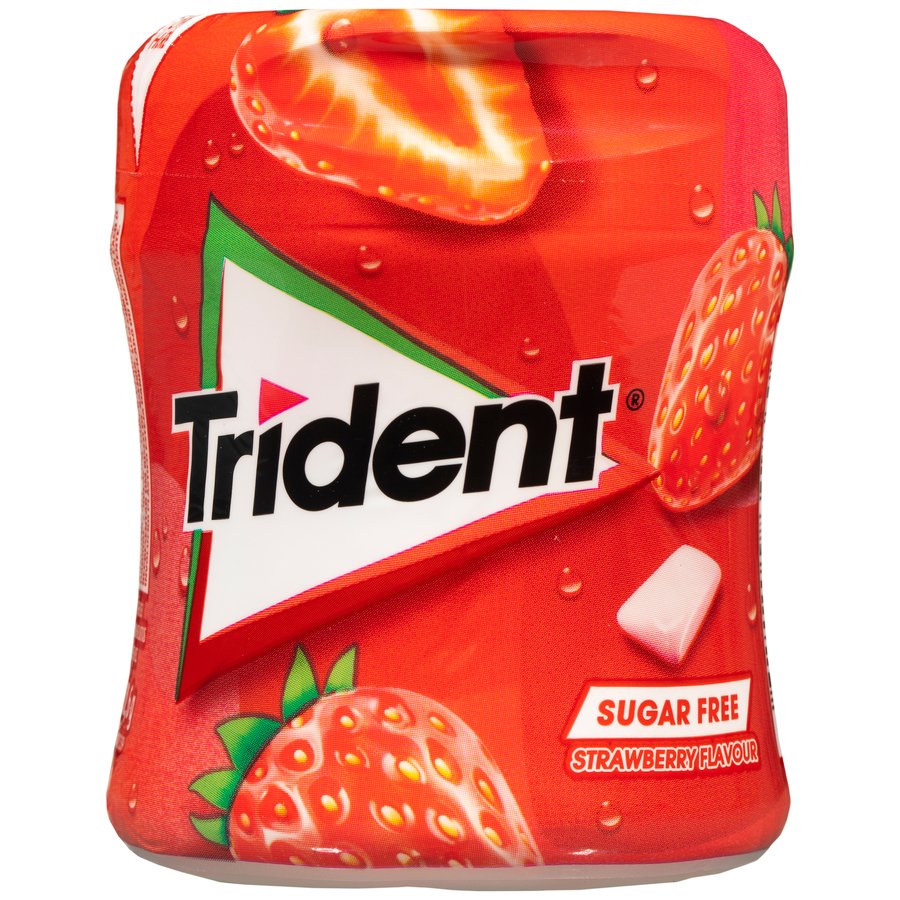 Chicle TRIDENT fresa sin azúcar grageas bote 82,6 g