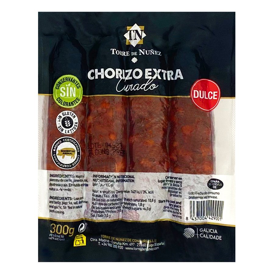 Chorizo curado Extra dulce TORRE DE NUÑEZ 300 g
