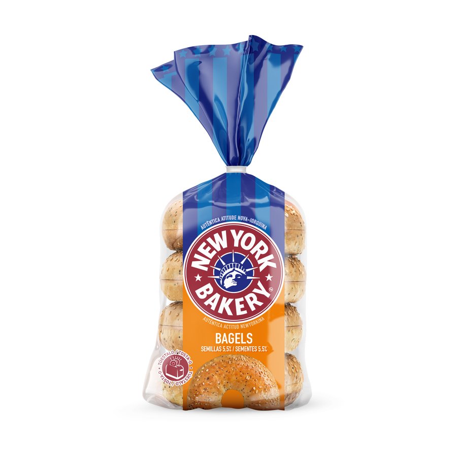Pan BIMBO Bagels New York bakery semillas  4 unidades 300 g