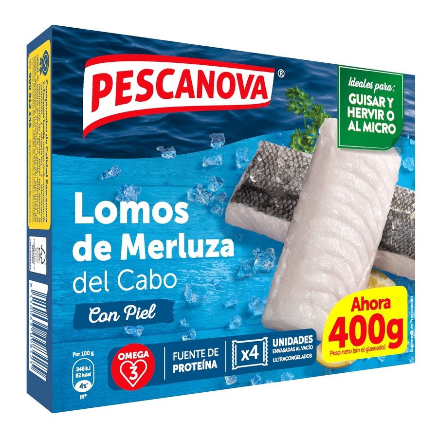 Lomos de merluza del Cabo congelados PESCANOVA estuche 400 g