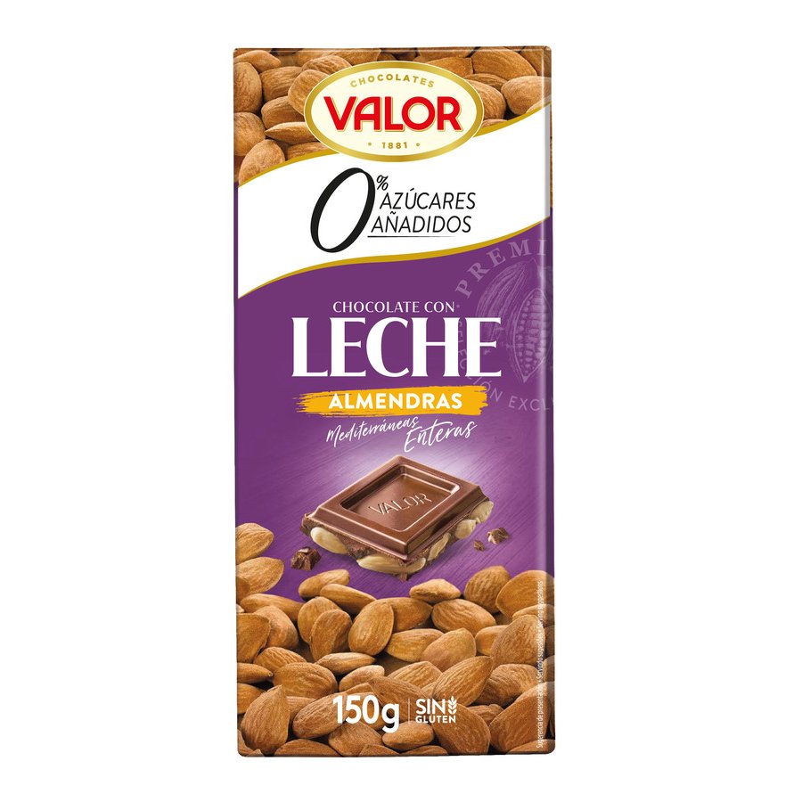 Chocolate con leche y almendra sVALOR sin gluten y sin azúcar añadido 150 g