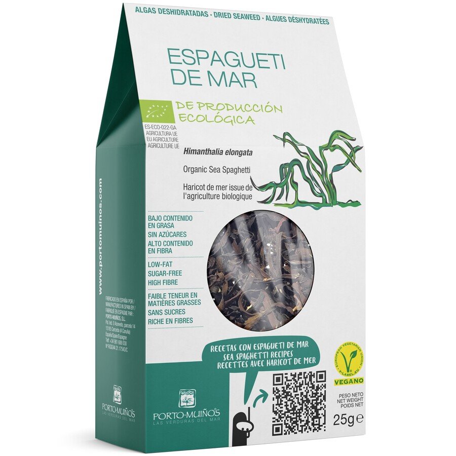 Algas deshidratadas ecológicas PORTO MUIÑOS espagueti de mar bolsa 25 g