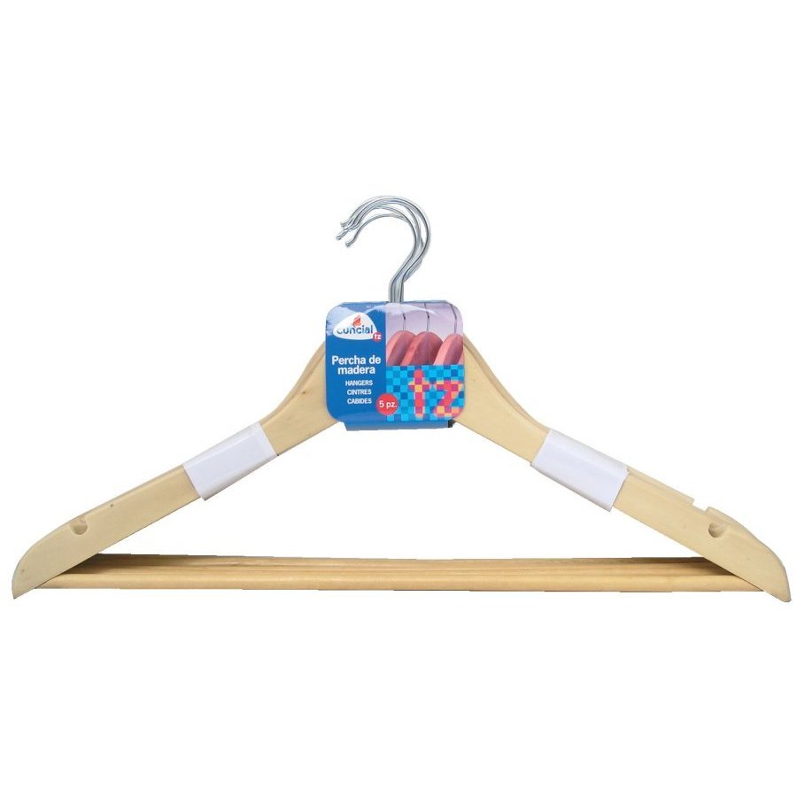 Pack 5 perchas de madera CUNCIAL