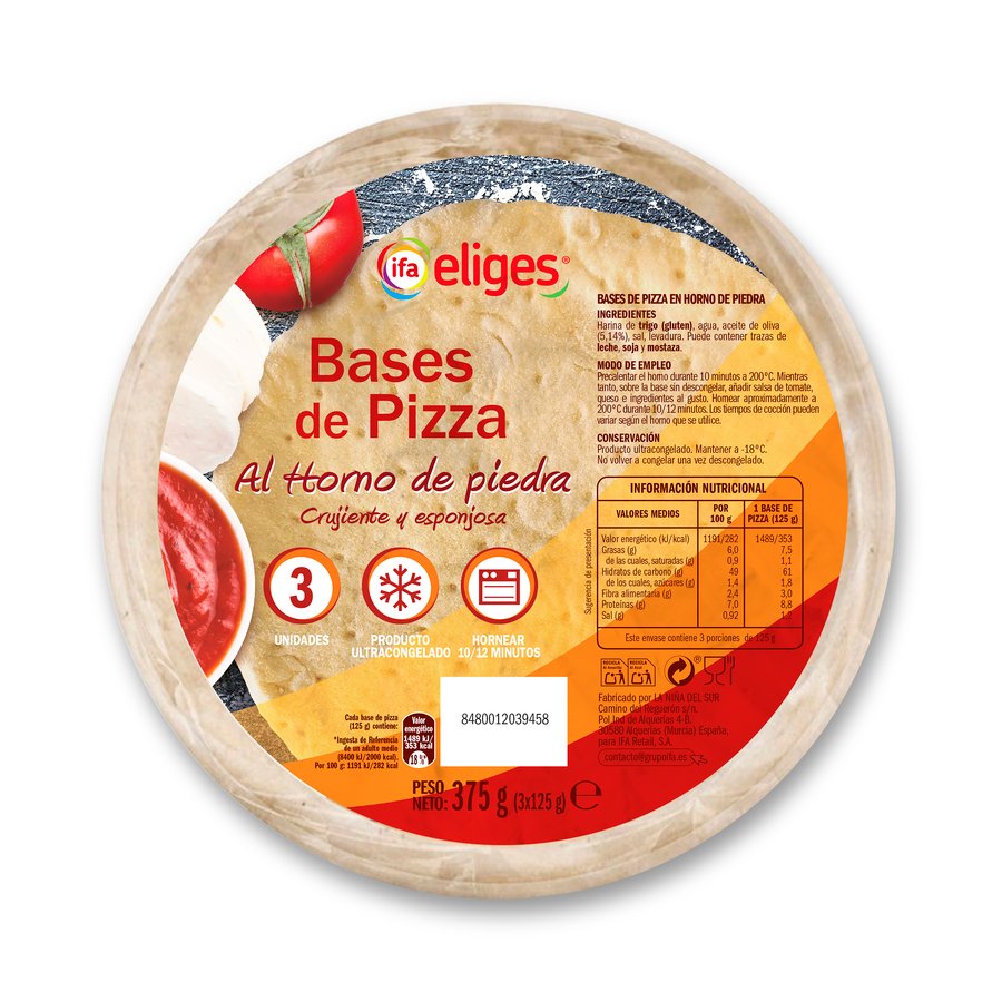 Bases de pizza congeladas IFA ELIGES 3x125 g