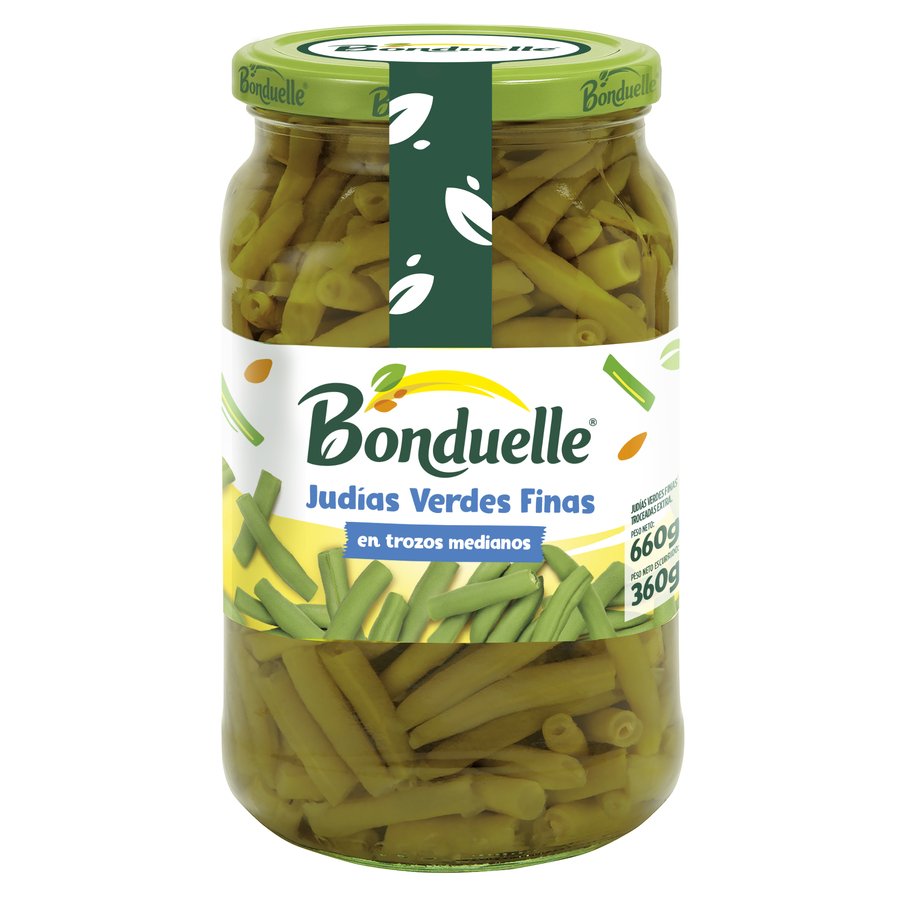 Judías verdes BONDUELLE finas trozos frasco 360 g pne.