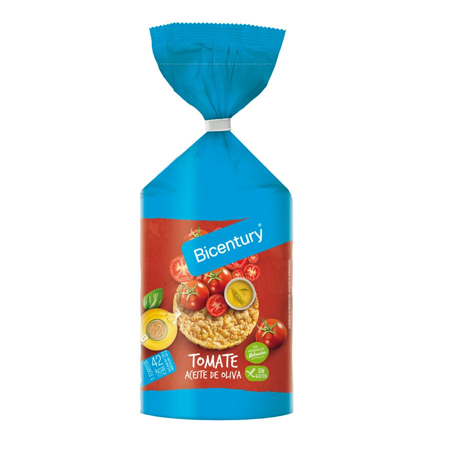 Tortitas de maíz BICENTURY tomate con aceite de oliva 123 g