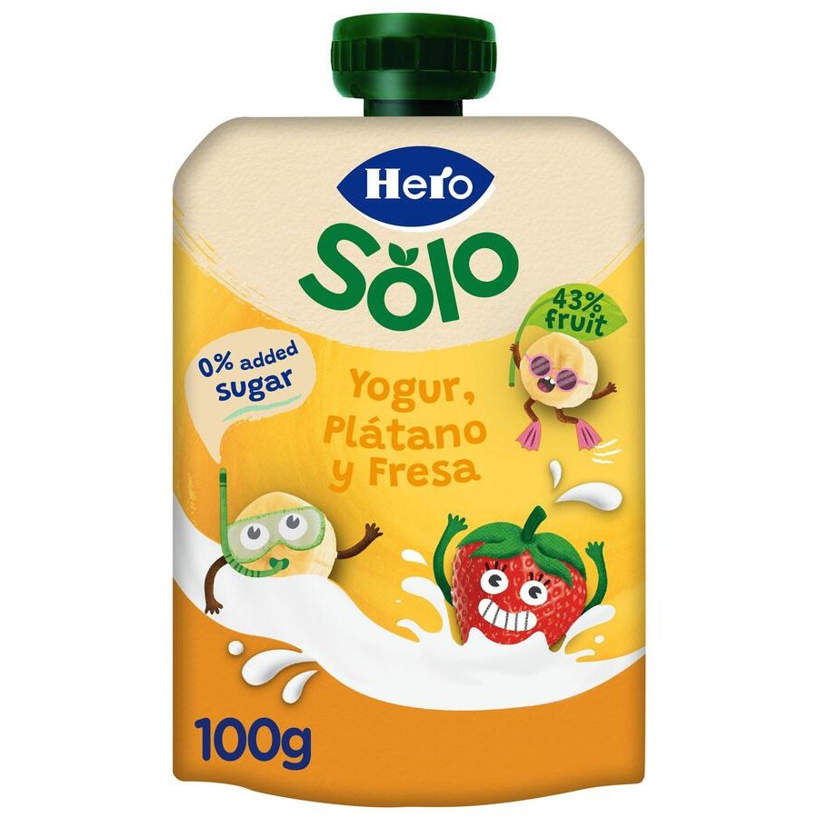 Alimento infantil HERO Mi Merienda yogurín plátano fresa pouch 100 g