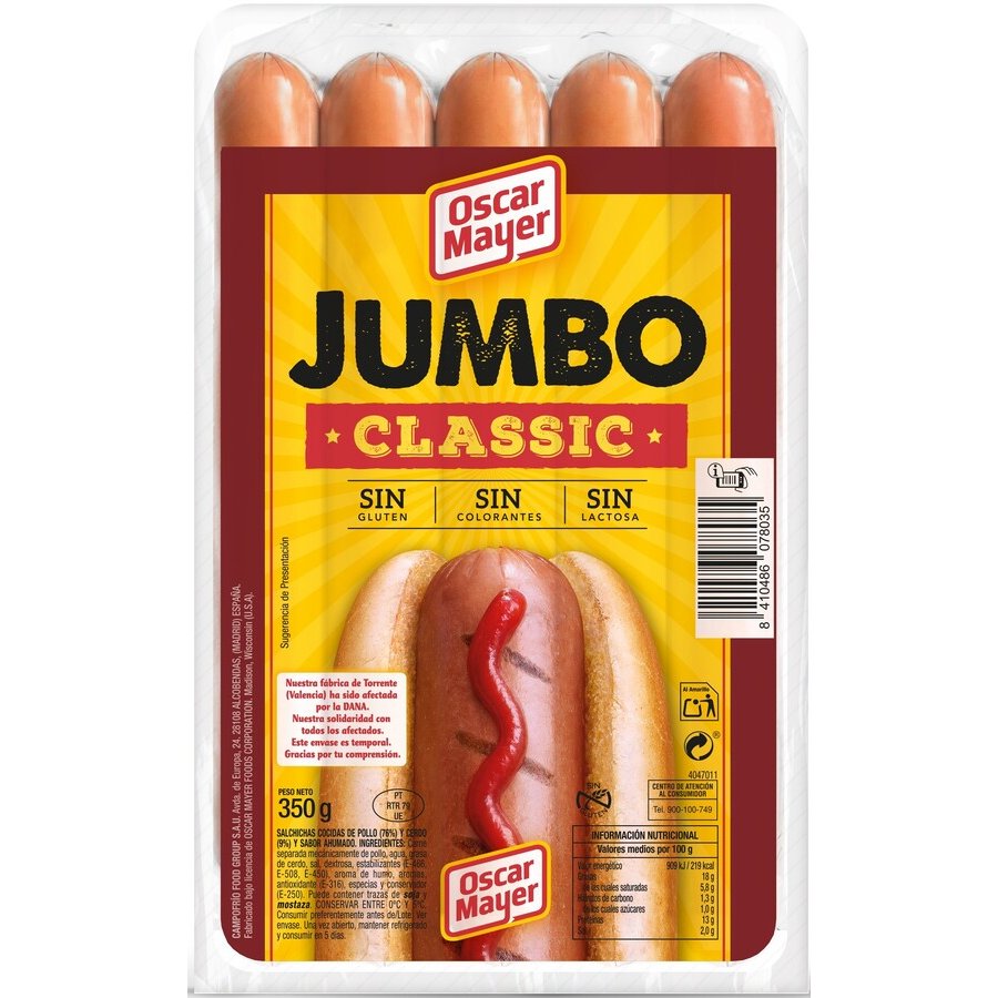 Salchichas OSCAR MAYER jumbo classic 350 g