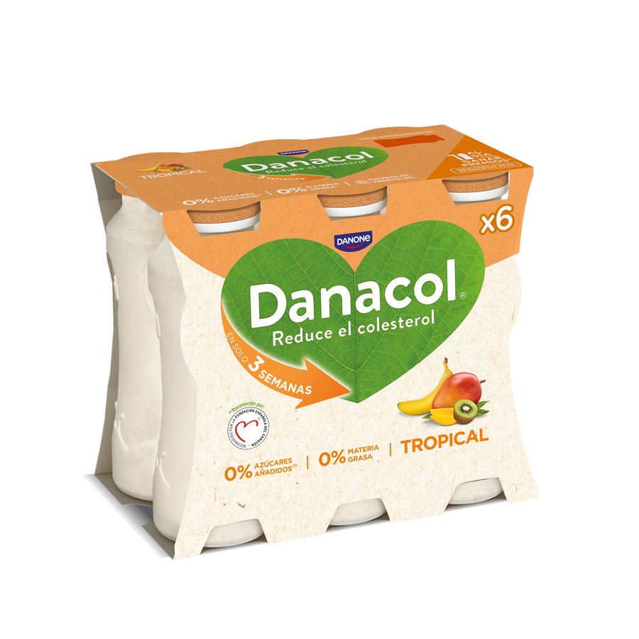 Leche fermentada líquida DANACOL DANONE tropical pack 6x100 g