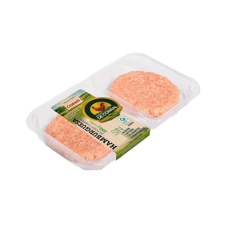 Hamburguesa de pollo corral COREN bandeja 250 g
