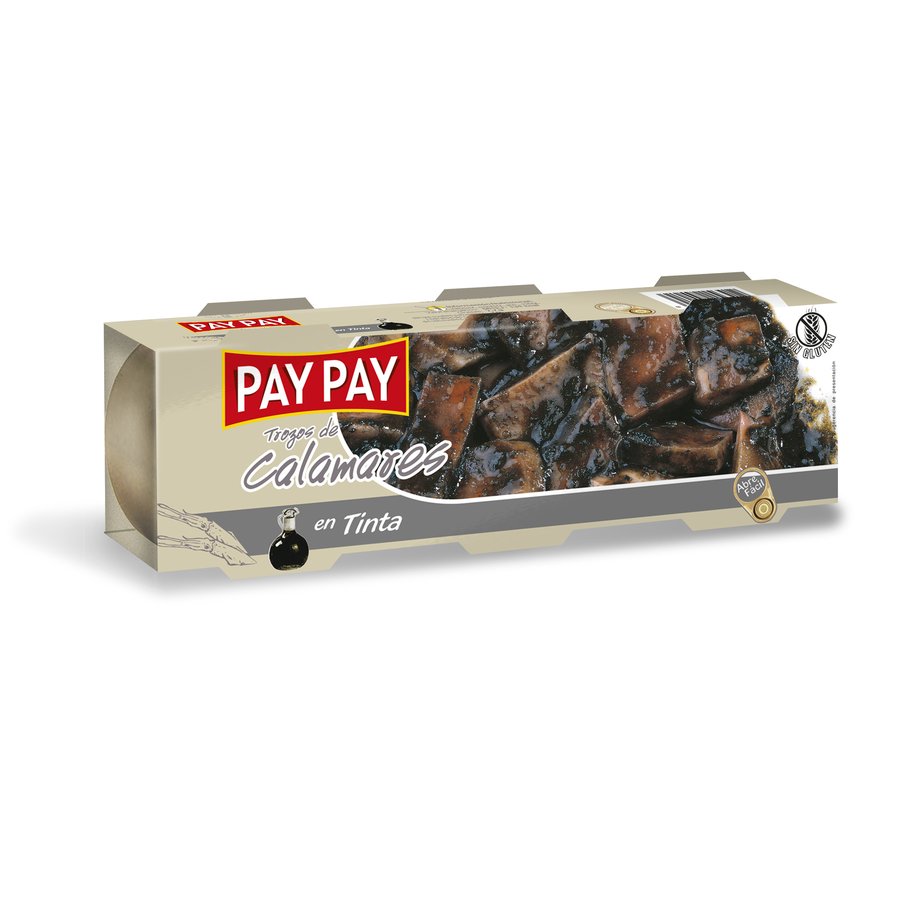 Calamares trozos PAY PAY en tinta pack 3x80 g pn.
