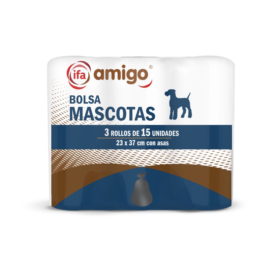 Bolsa mascotas IFA AMIGO 23X37 cm 3 rollos 15 unidades
